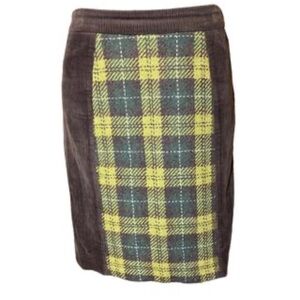 5 for $30 ANTHROPOLOGIE MAEVE Plaid Brown Corduroy Skirt